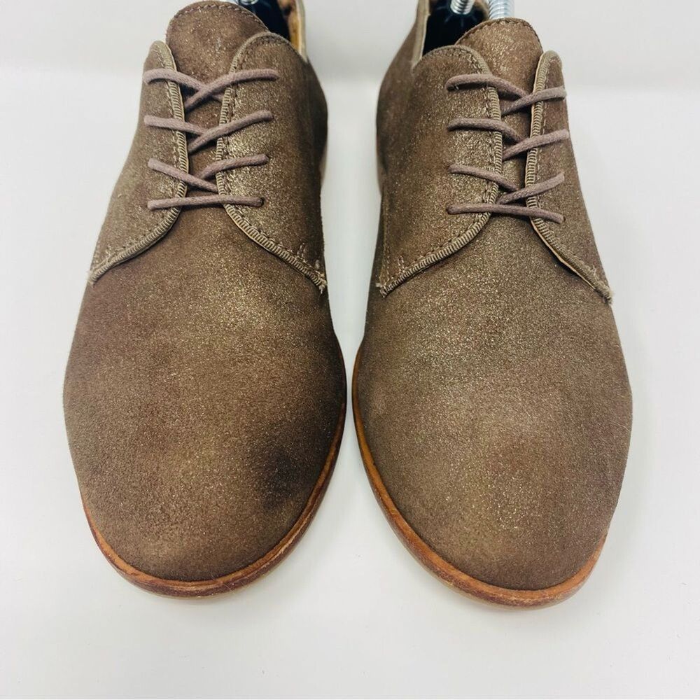 GH BASS 8 Ella Taupe Brown Leather Shimmer Suede Oxford Shoes Academia Y2K* - Picture 4 of 16